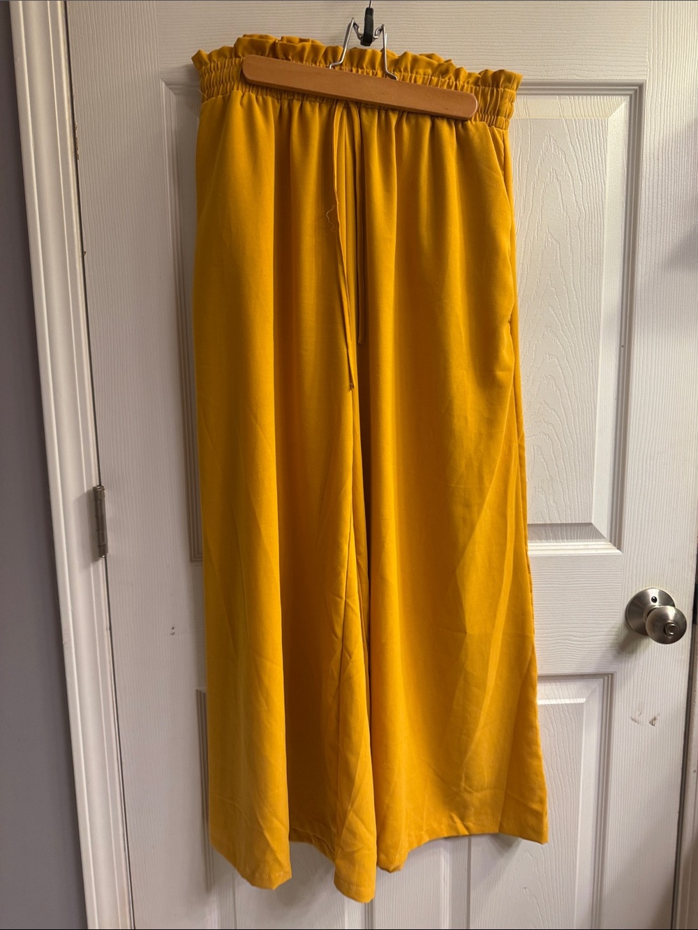 SHEIN Mustard Yellow Wide-Leg Pull-On Pants